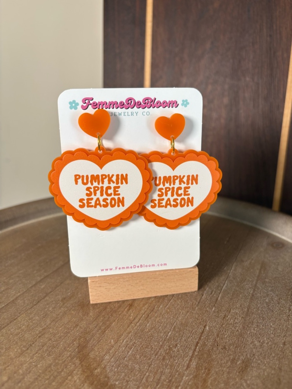 💛BOGO💛 FemmeDeBloom “Pumpkin Spice Season” Heart Earrings - Orange & Cream